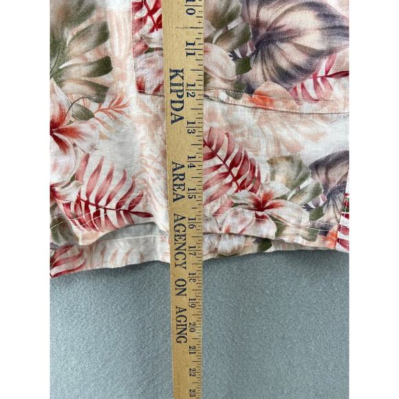 GUESS‎ Shorts Womens XL Pink Slash Pockets Belted Floral High Waist Linen Blend - Picture 2 of 12